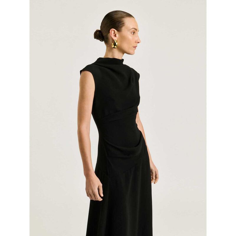 Veronika Maine Double Crepe Draped Midi Dress image number 3